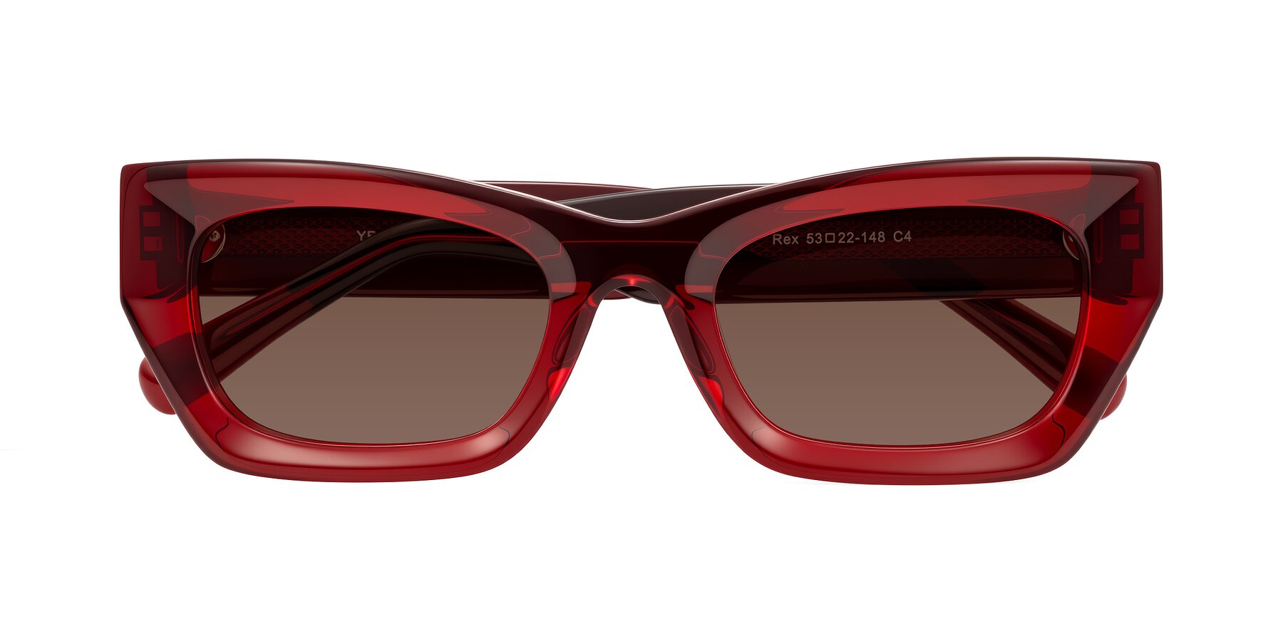 Folded Front of Rex in Wine with Brown Tinted Lenses
