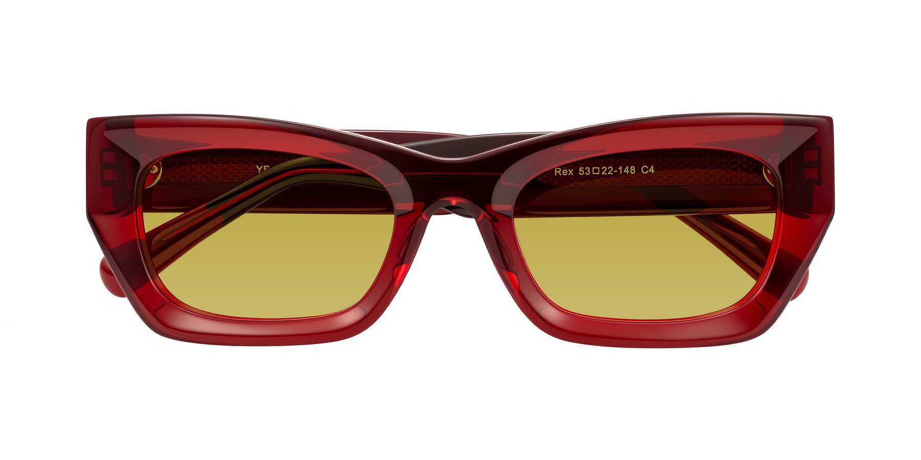 Folded Front of Rex in Wine with Champagne Tinted Lenses