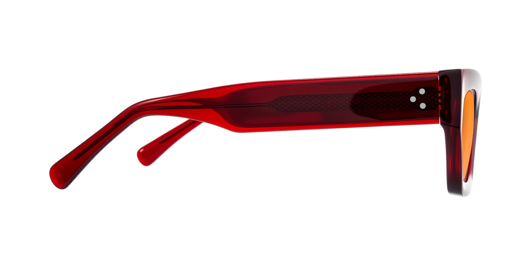 Side of Rex in Wine with Orange Tinted Lenses