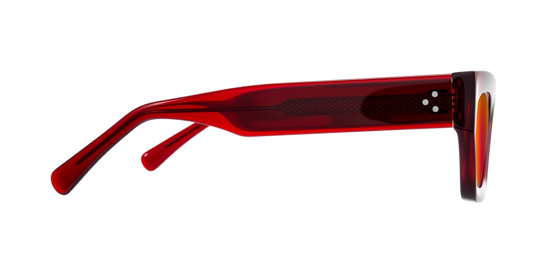 Side of Rex in Wine with Red Gold Mirrored Lenses