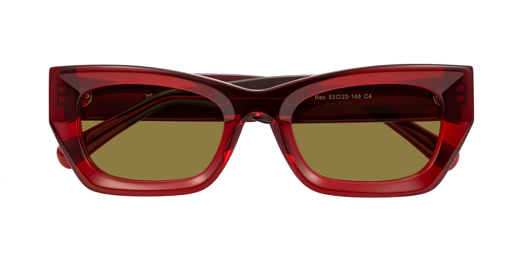 Folded Front of Rex in Wine with Brown Polarized Lenses