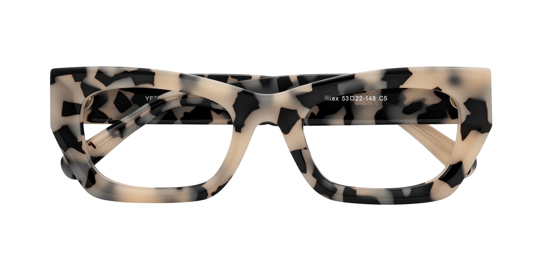 Folded Front of Rex in Ivory Tortoise with Clear Eyeglass Lenses