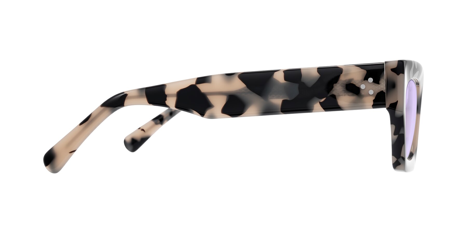 Side of Rex in Ivory Tortoise with Light Purple Tinted Lenses