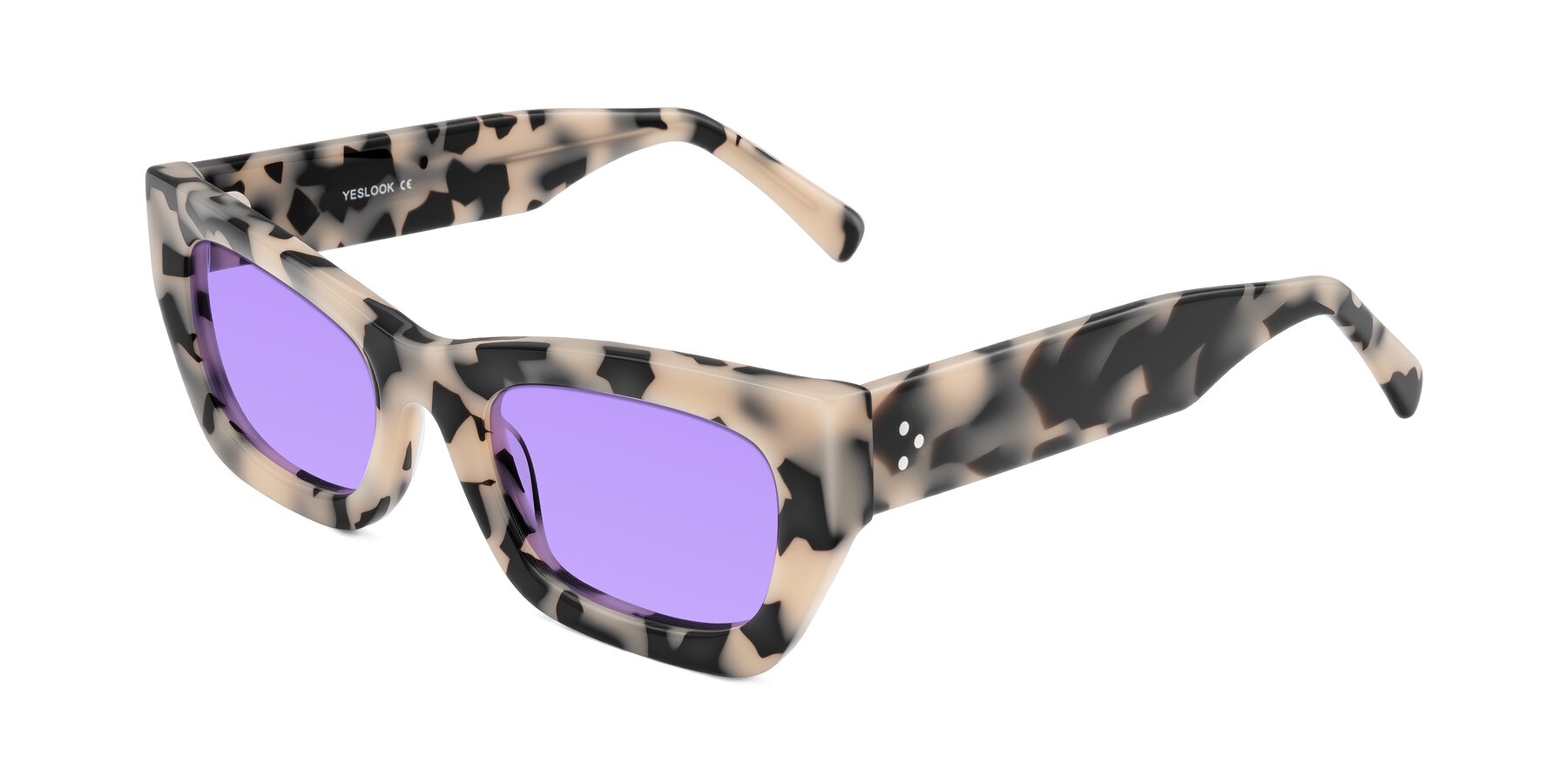 Angle of Rex in Ivory Tortoise with Medium Purple Tinted Lenses