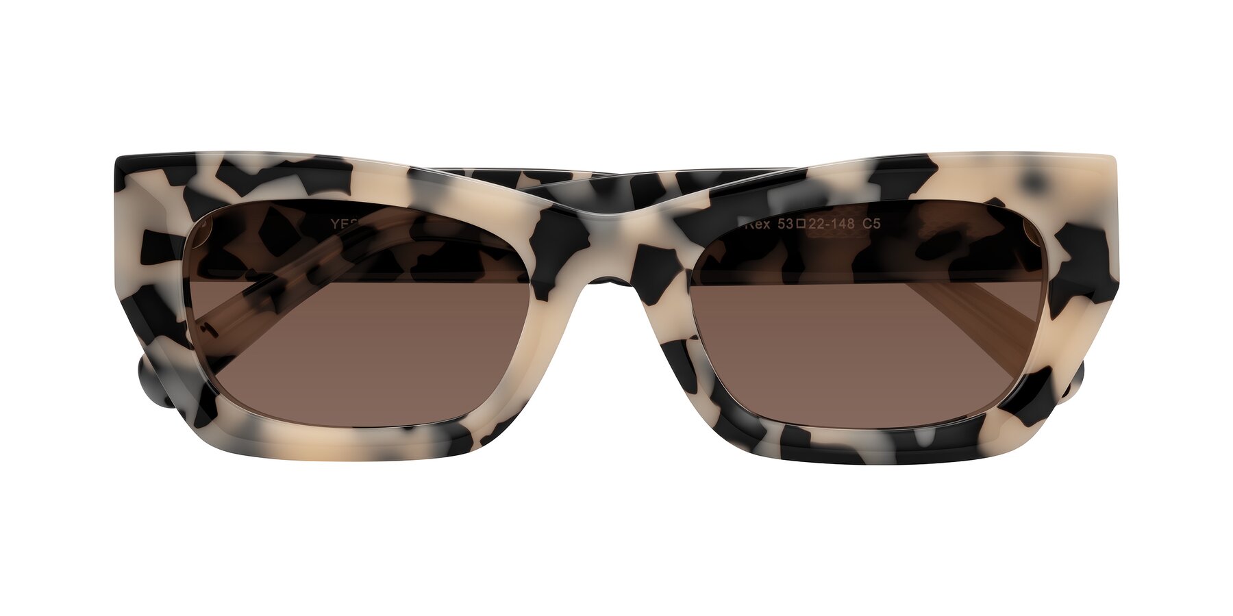 Folded Front of Rex in Ivory Tortoise with Brown Tinted Lenses