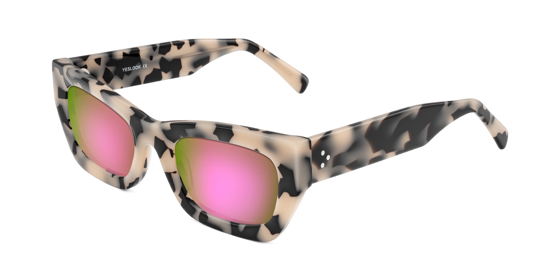 Angle of Rex in Ivory Tortoise with Pink Mirrored Lenses