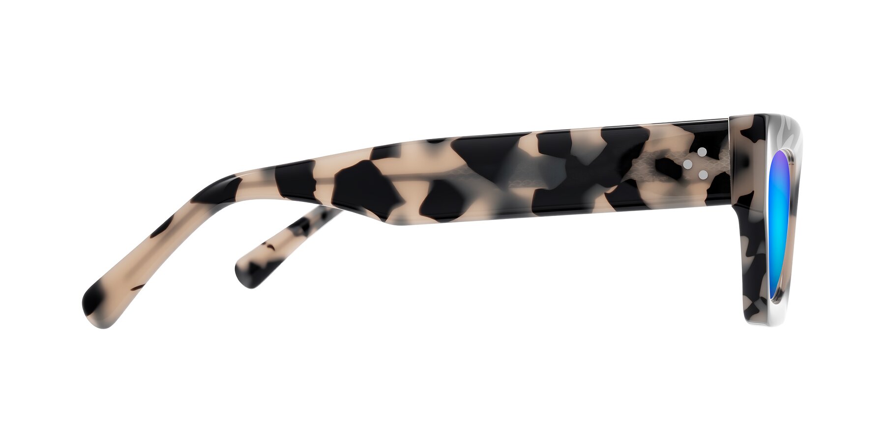 Side of Rex in Ivory Tortoise with Blue Mirrored Lenses