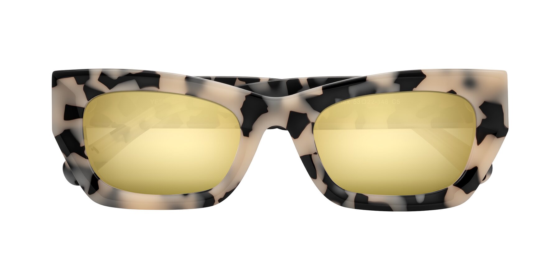 Folded Front of Rex in Ivory Tortoise with Gold Mirrored Lenses