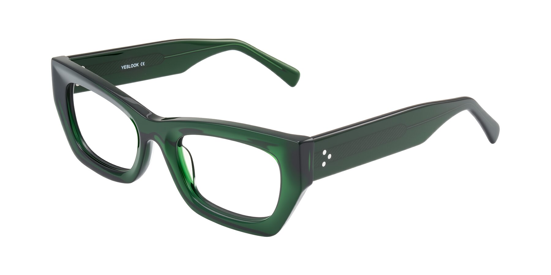 Angle of Rex in Jade Green with Clear Eyeglass Lenses