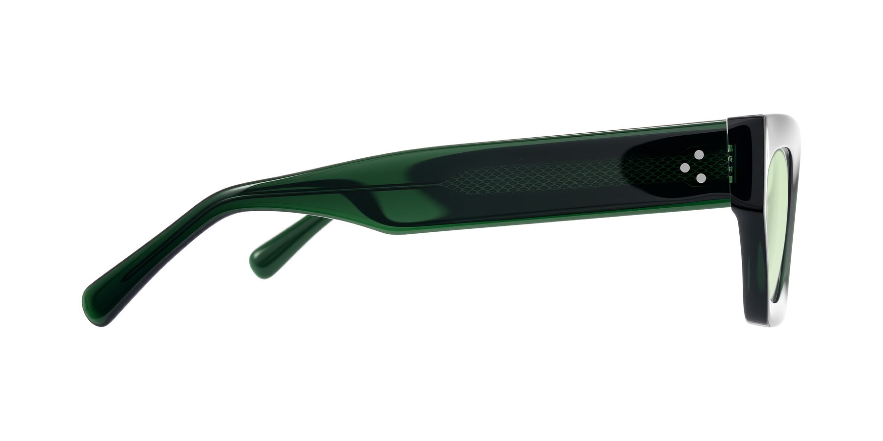 Side of Rex in Jade Green with Light Green Tinted Lenses