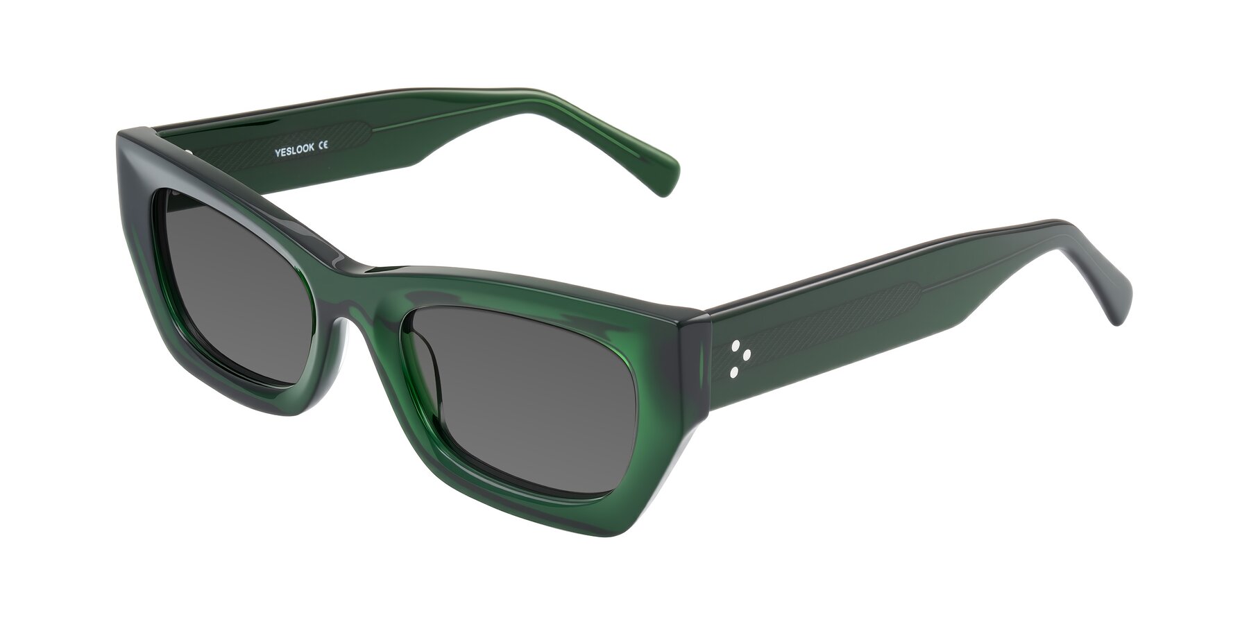 Angle of Rex in Jade Green with Medium Gray Tinted Lenses