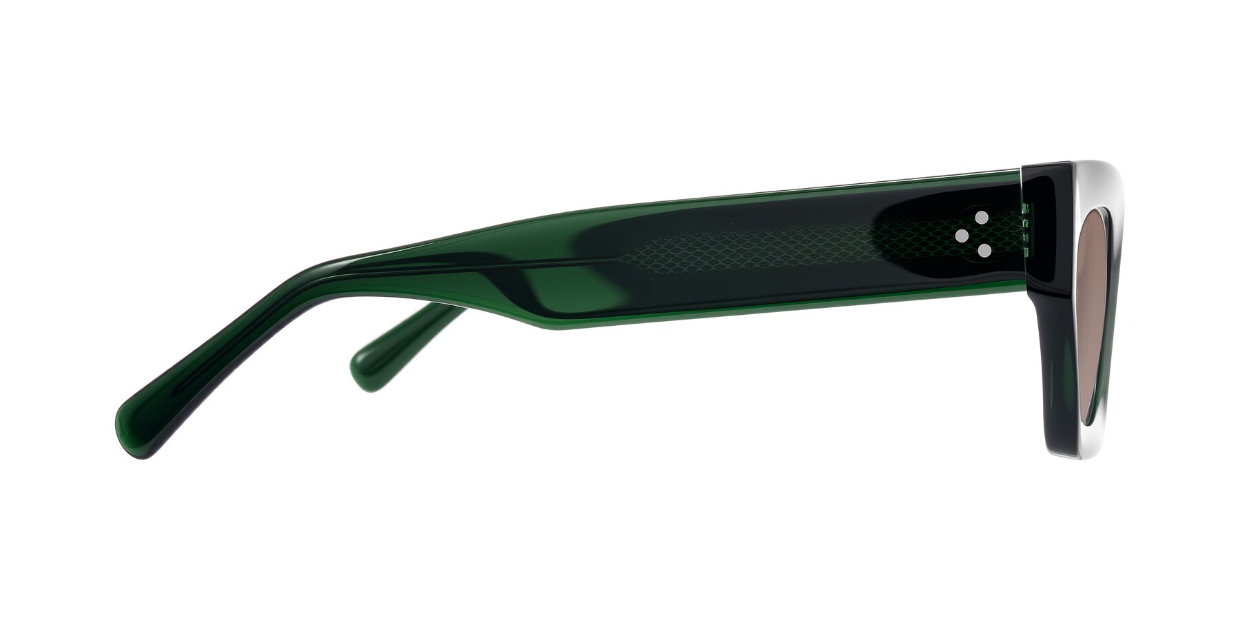 Side of Rex in Jade Green with Medium Brown Tinted Lenses