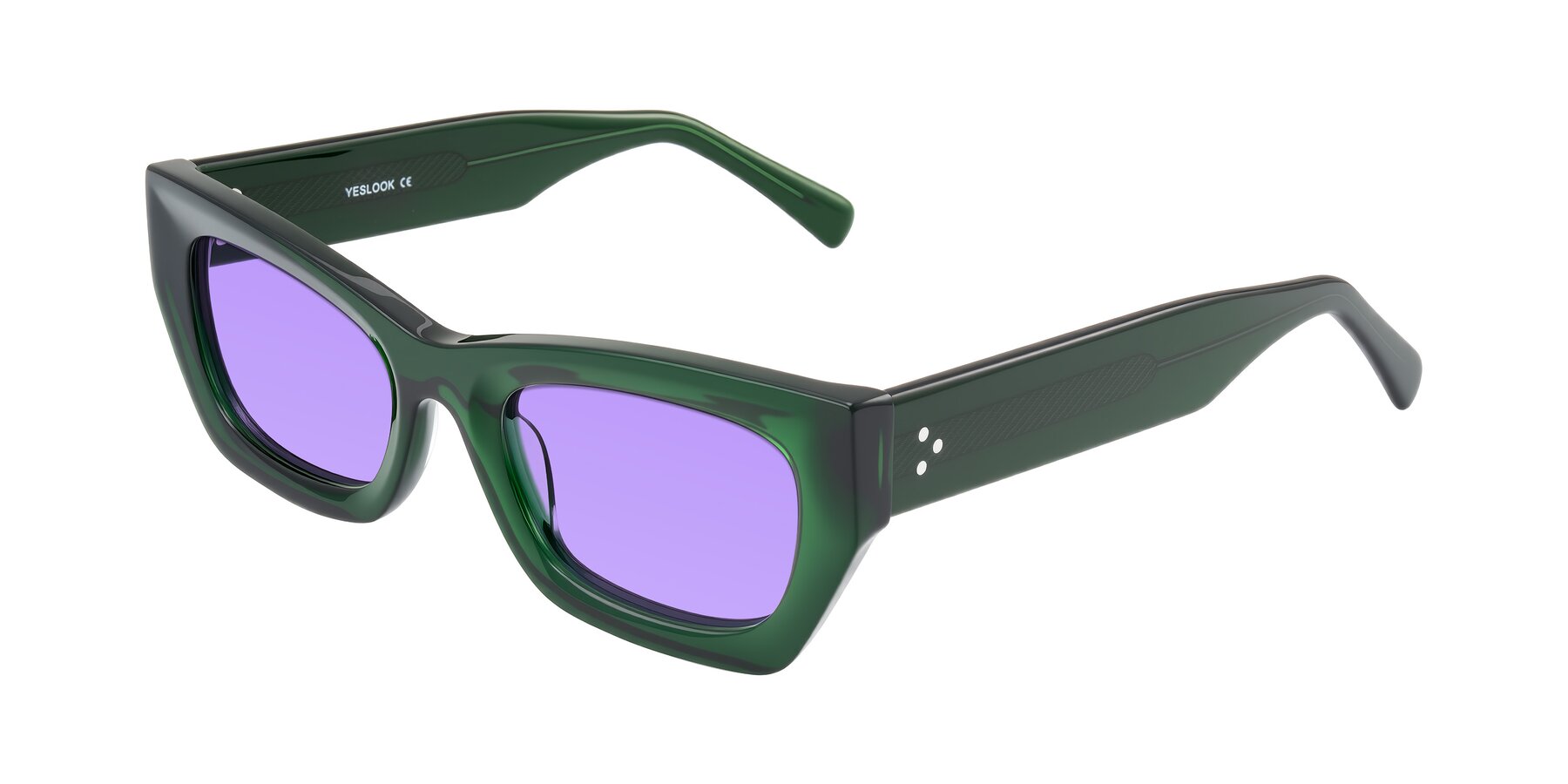 Angle of Rex in Jade Green with Medium Purple Tinted Lenses