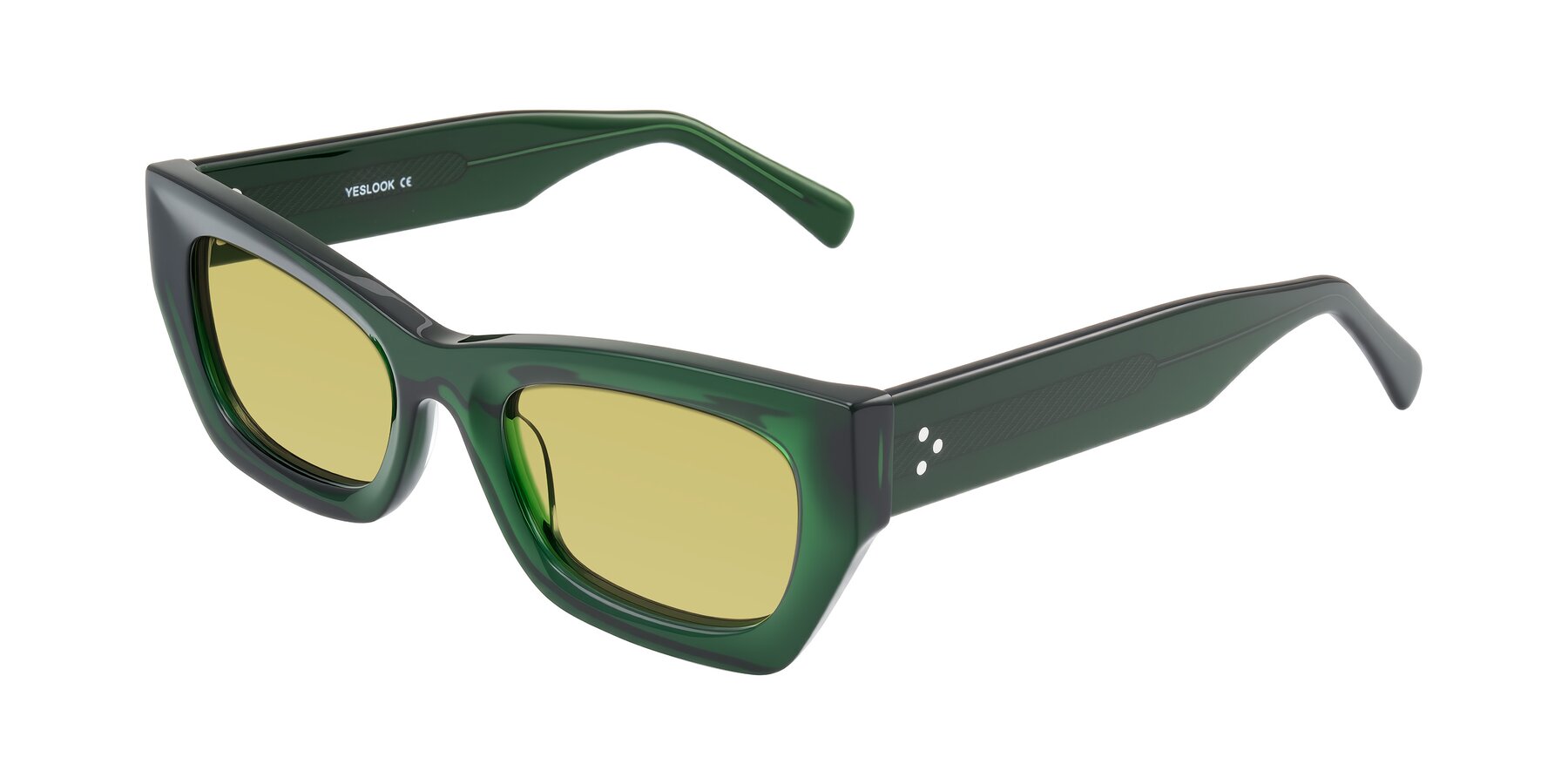 Angle of Rex in Jade Green with Medium Champagne Tinted Lenses