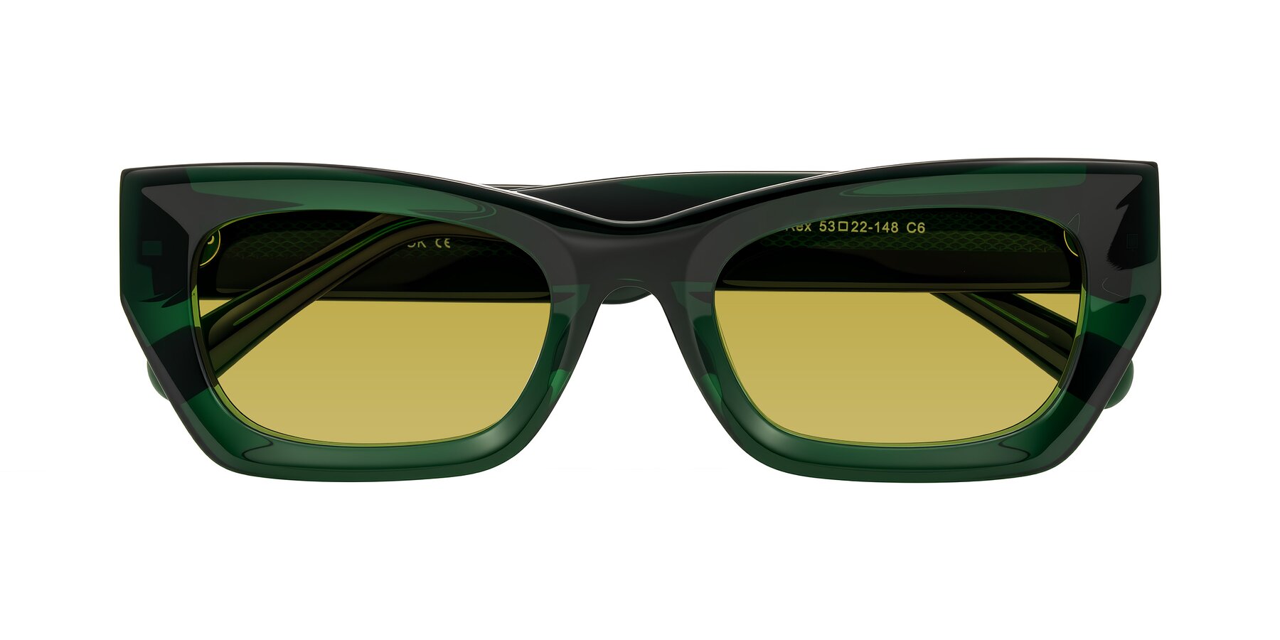 Folded Front of Rex in Jade Green with Champagne Tinted Lenses