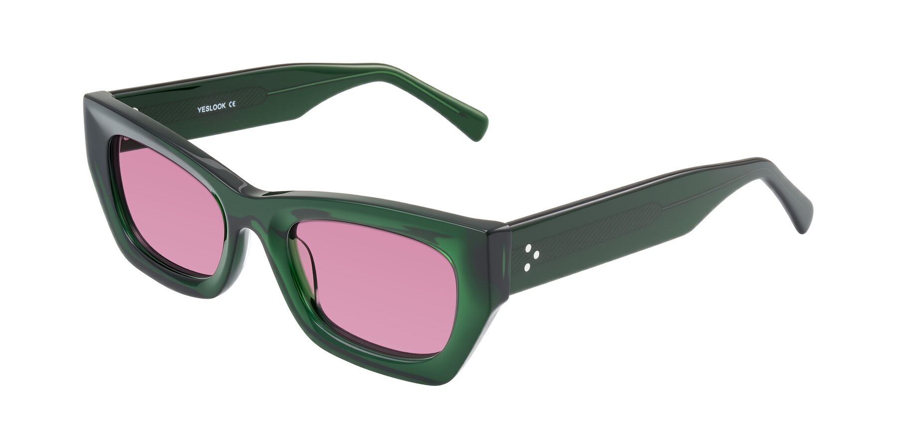 Angle of Rex in Jade Green with Medium Wine Tinted Lenses