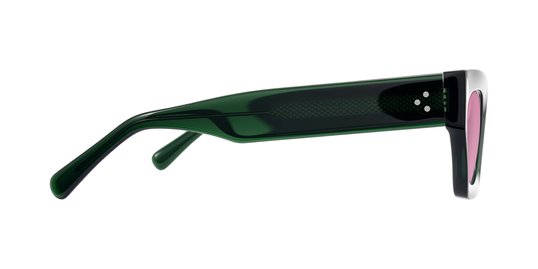 Side of Rex in Jade Green with Medium Wine Tinted Lenses