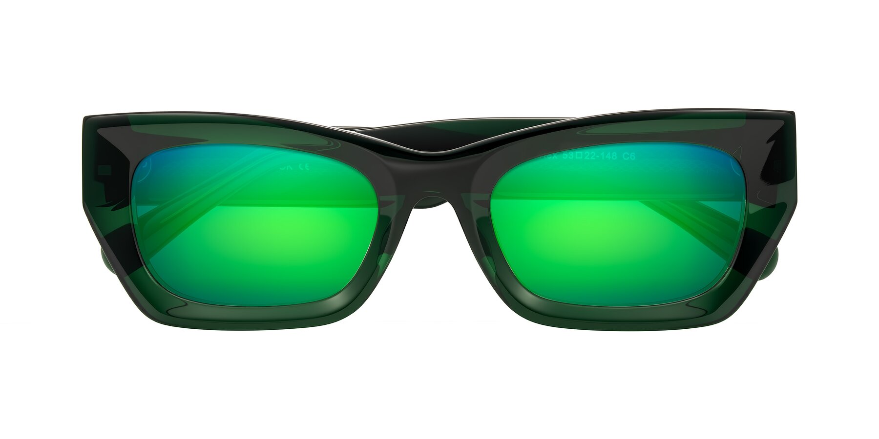 Folded Front of Rex in Jade Green with Green Mirrored Lenses