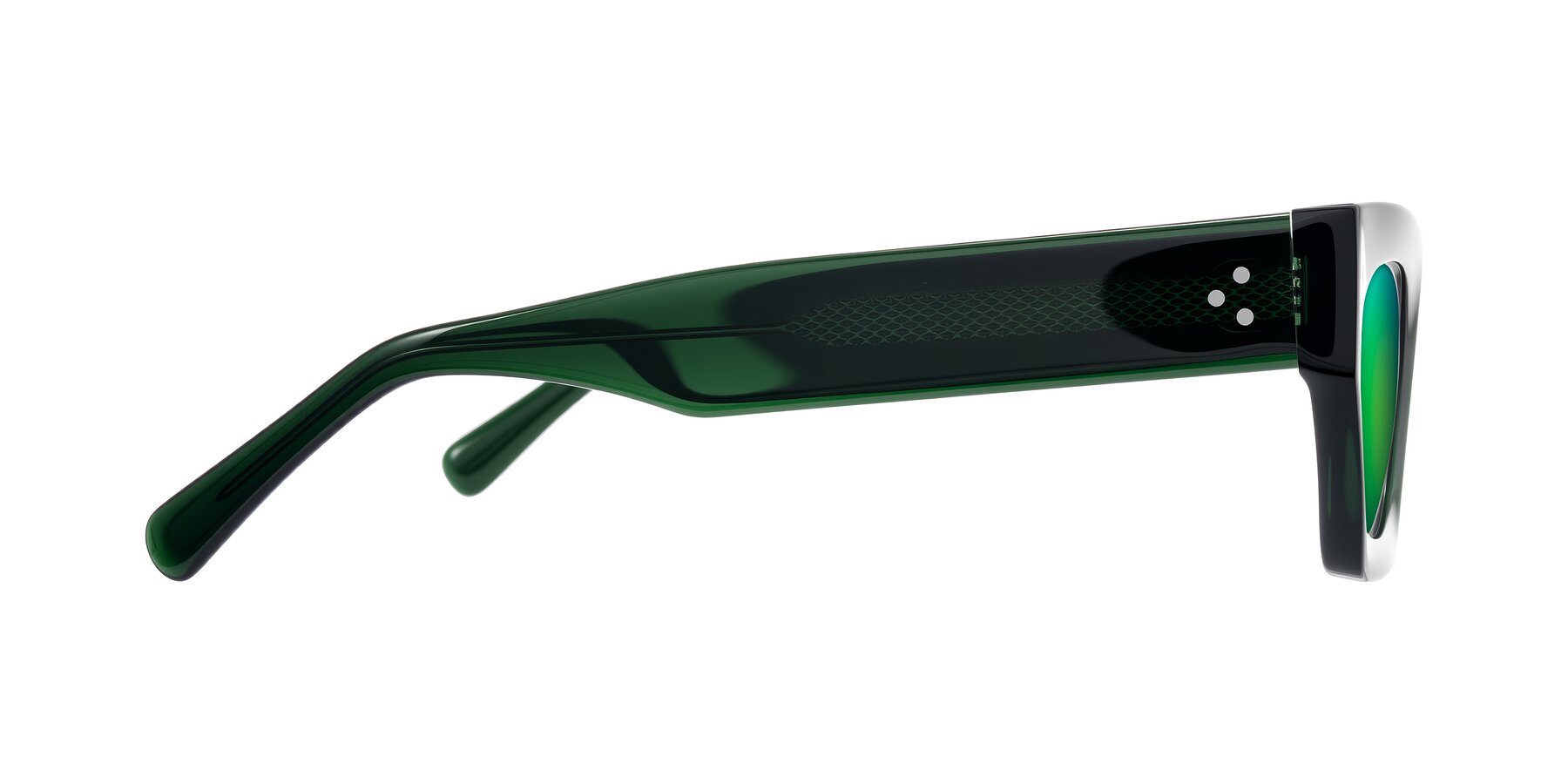 Side of Rex in Jade Green with Green Mirrored Lenses