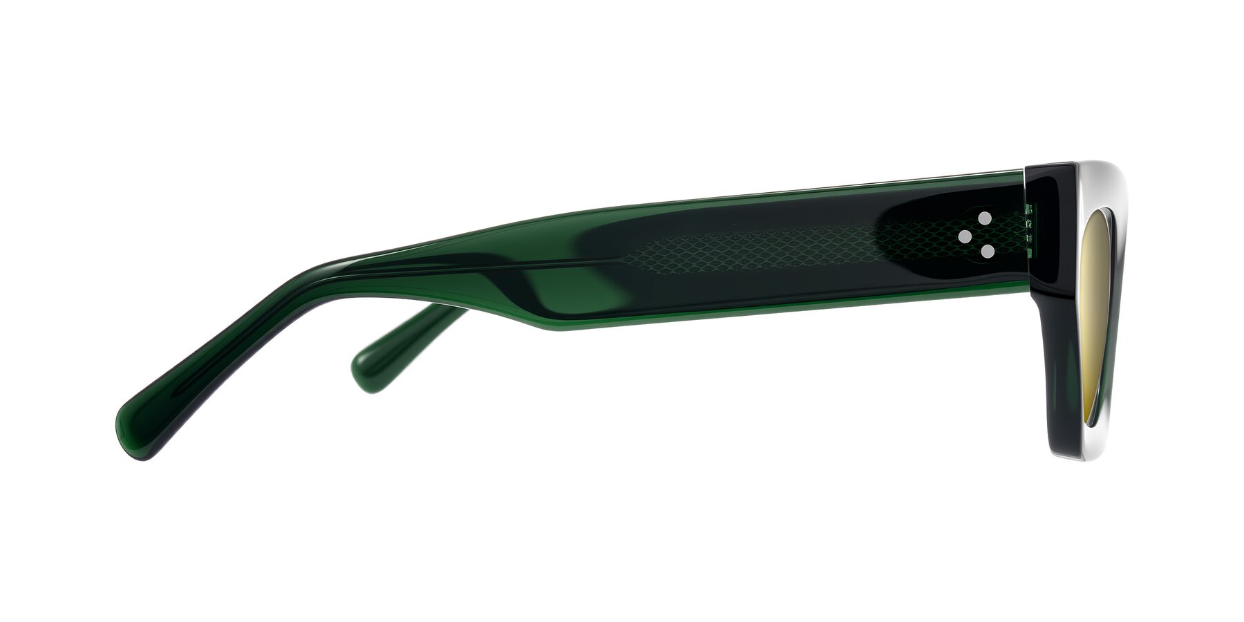 Side of Rex in Jade Green with Gold Mirrored Lenses