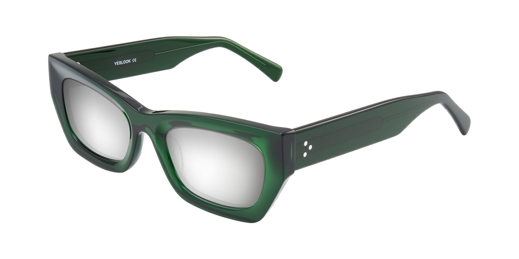 Angle of Rex in Jade Green with Silver Mirrored Lenses