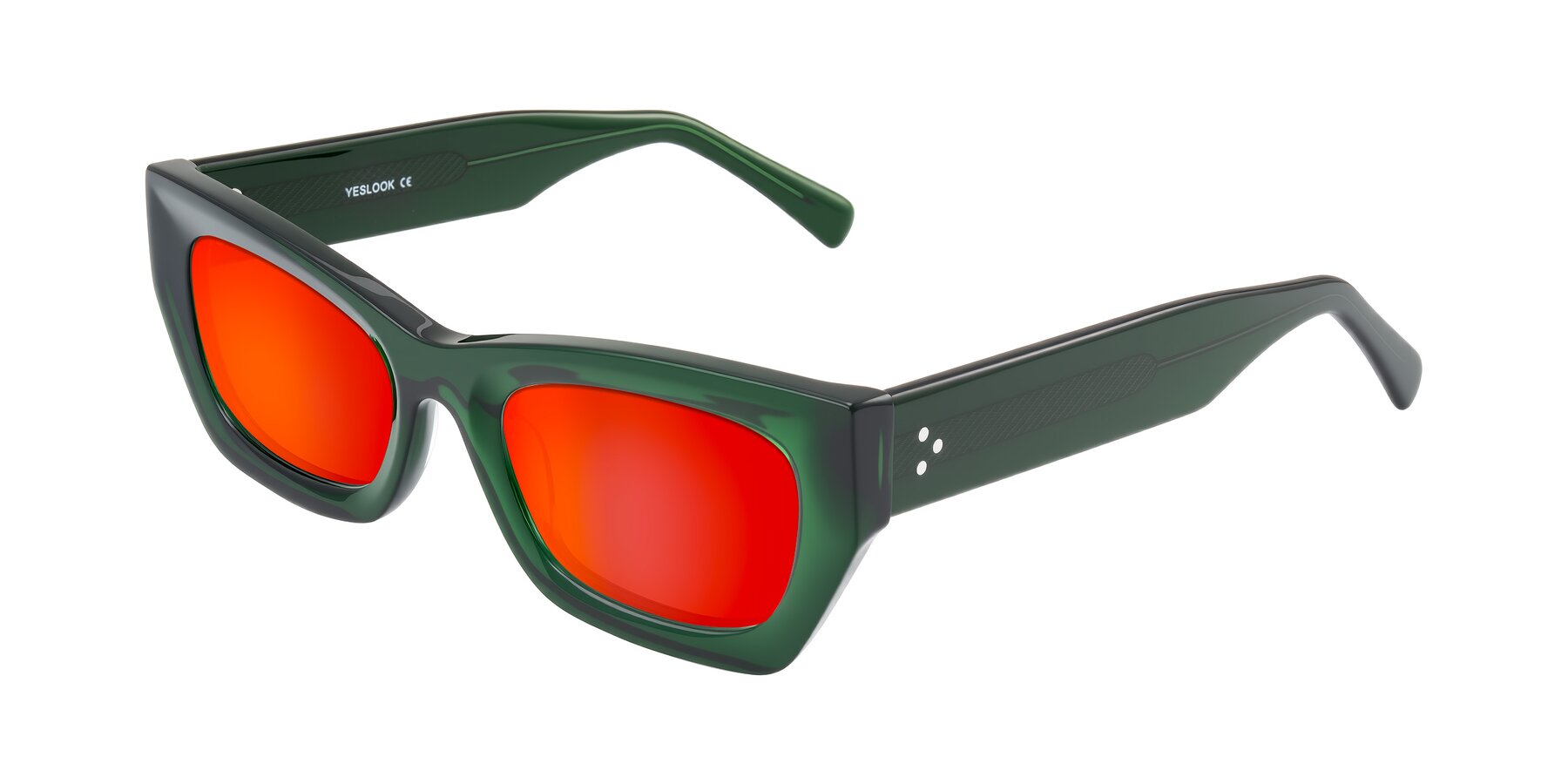 Angle of Rex in Jade Green with Red Gold Mirrored Lenses