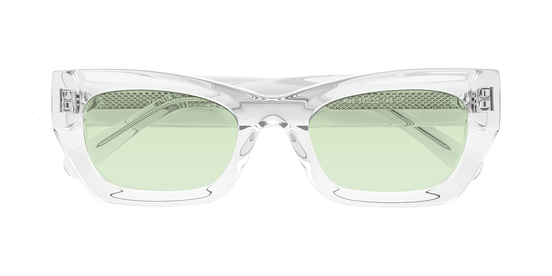 Folded Front of Rex in Clear with Light Green Tinted Lenses