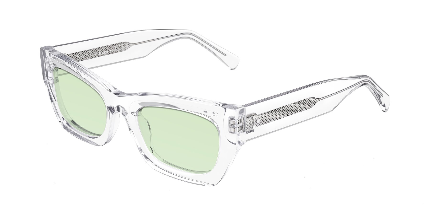 Angle of Rex in Clear with Light Green Tinted Lenses