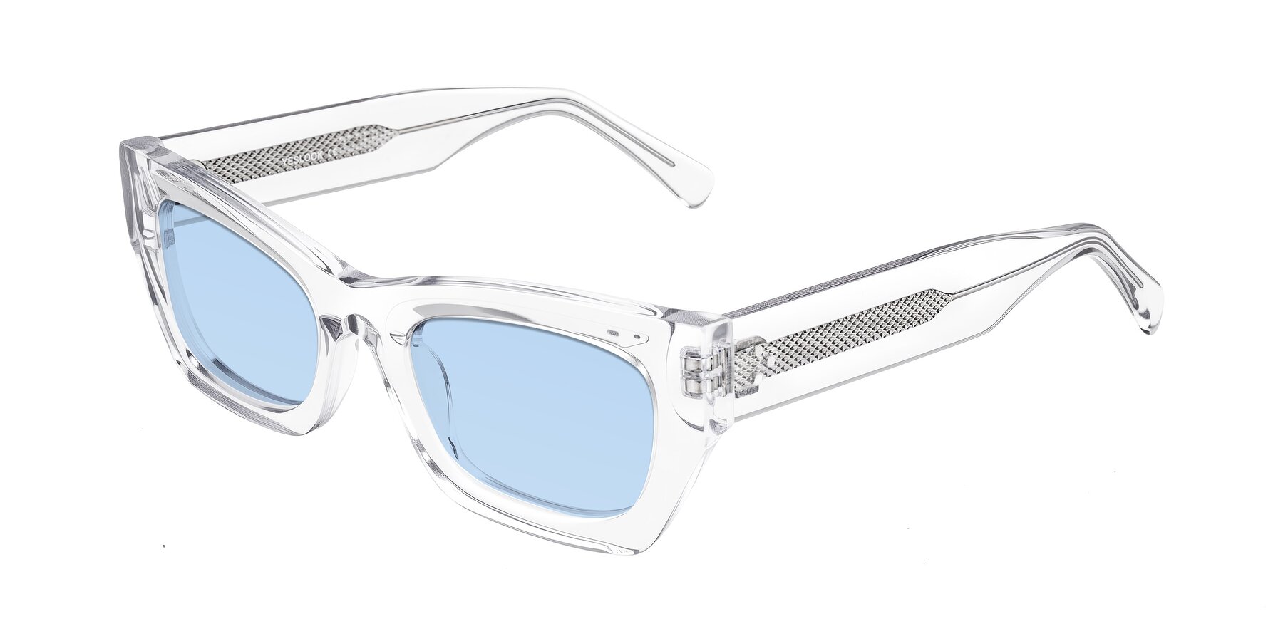 Angle of Rex in Clear with Light Blue Tinted Lenses