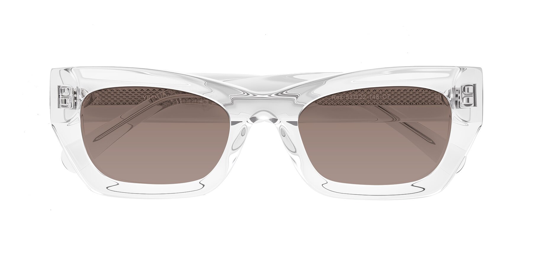 Folded Front of Rex in Clear with Medium Brown Tinted Lenses