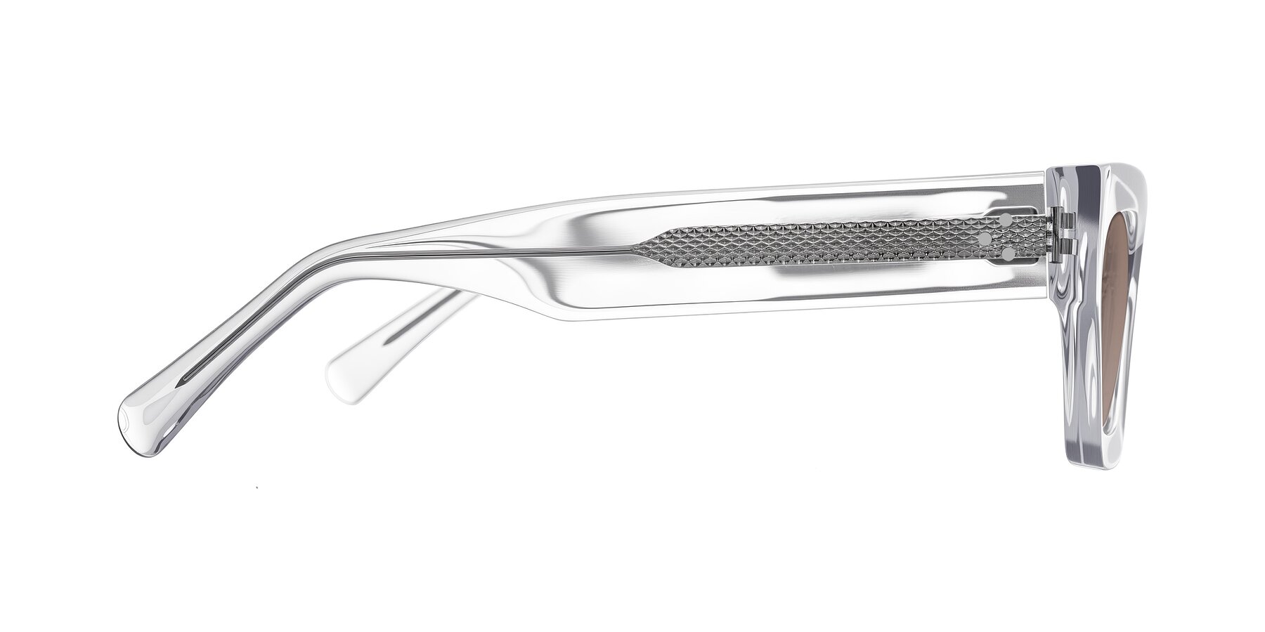 Side of Rex in Clear with Medium Brown Tinted Lenses