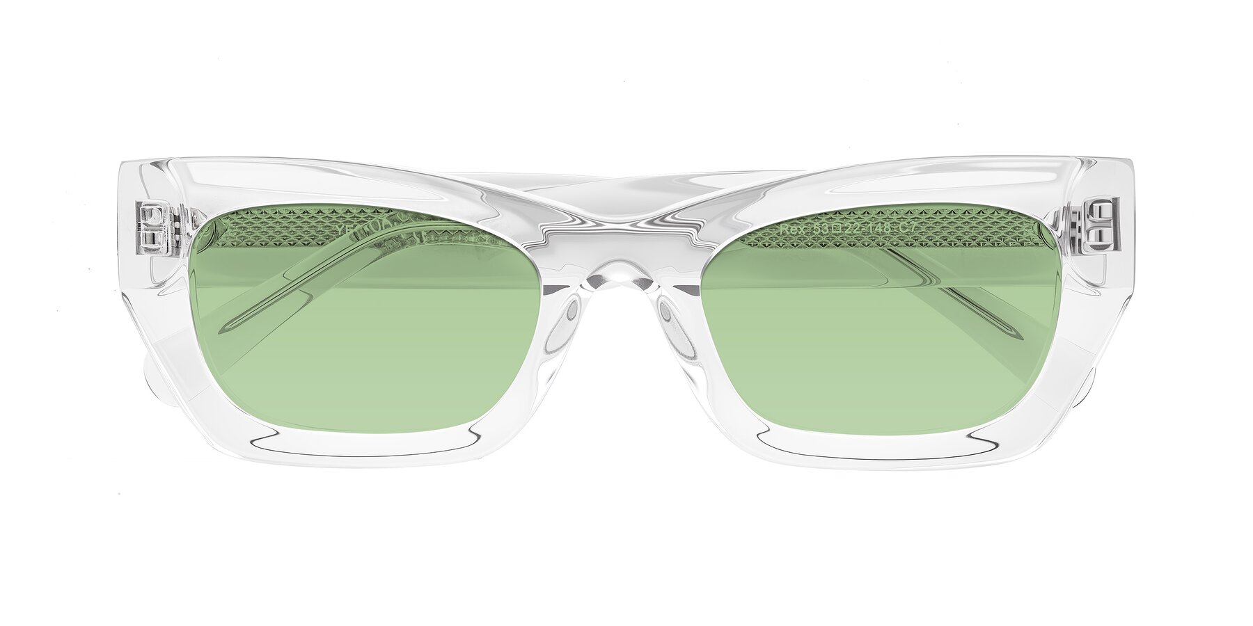 Folded Front of Rex in Clear with Medium Green Tinted Lenses