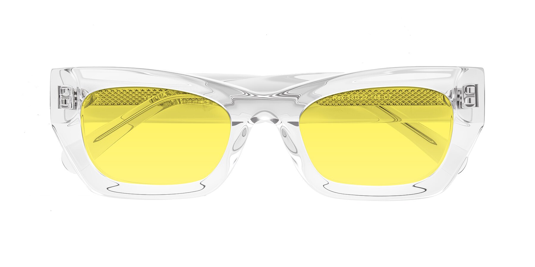 Folded Front of Rex in Clear with Medium Yellow Tinted Lenses