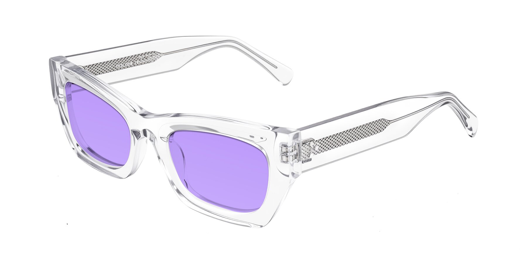 Angle of Rex in Clear with Medium Purple Tinted Lenses