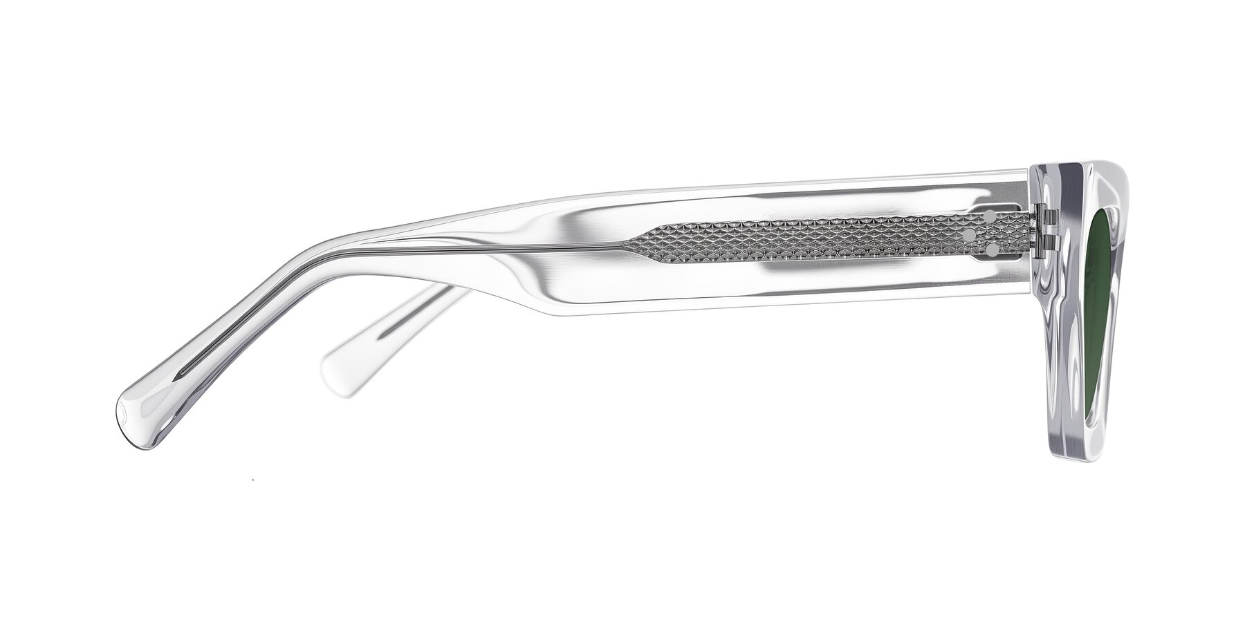 Side of Rex in Clear with Green Tinted Lenses