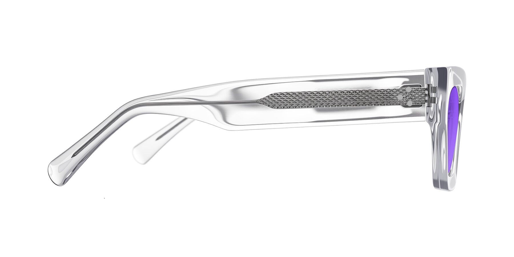 Side of Rex in Clear with Purple Tinted Lenses