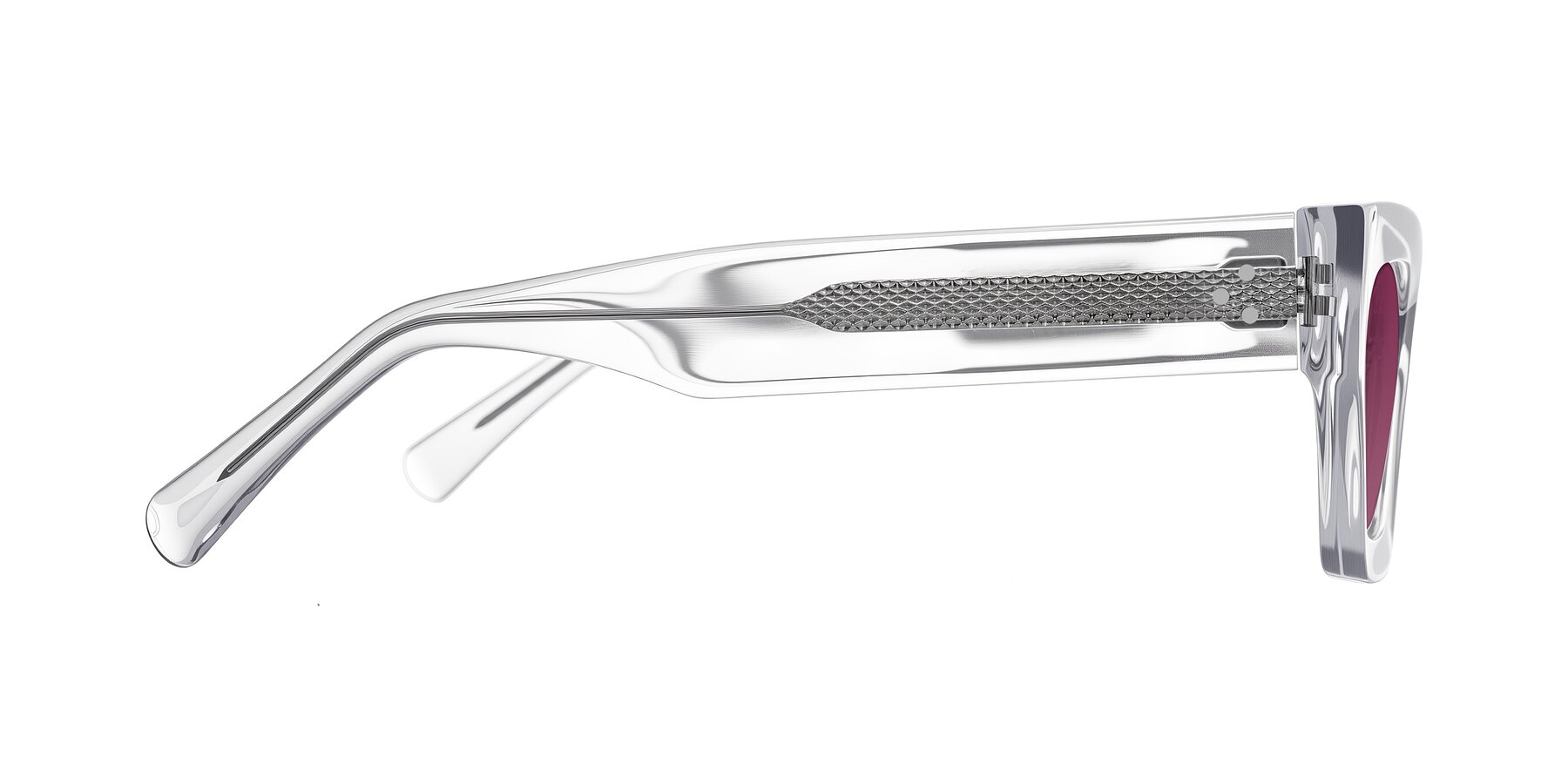 Side of Rex in Clear with Wine Tinted Lenses