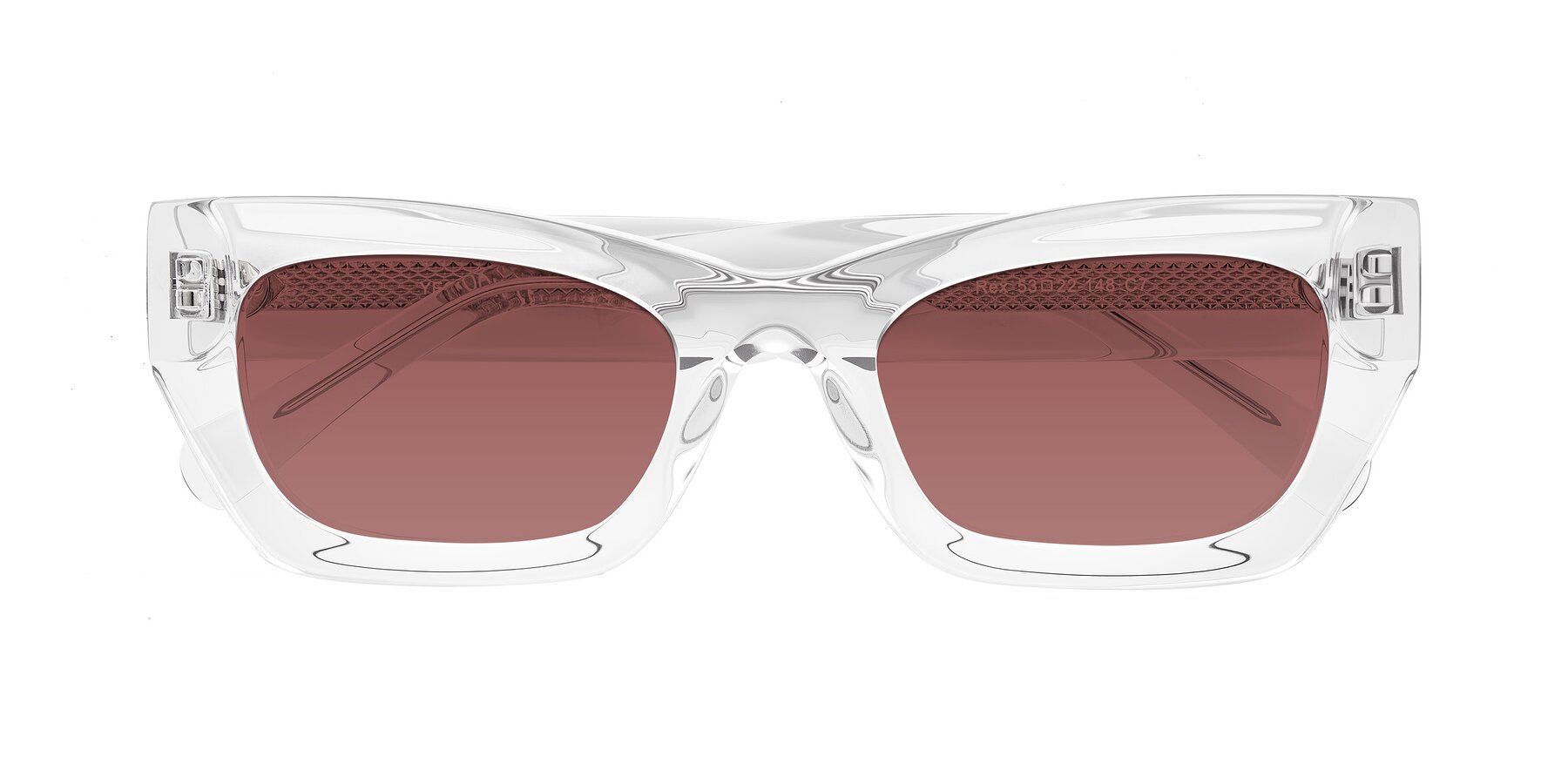 Folded Front of Rex in Clear with Garnet Tinted Lenses