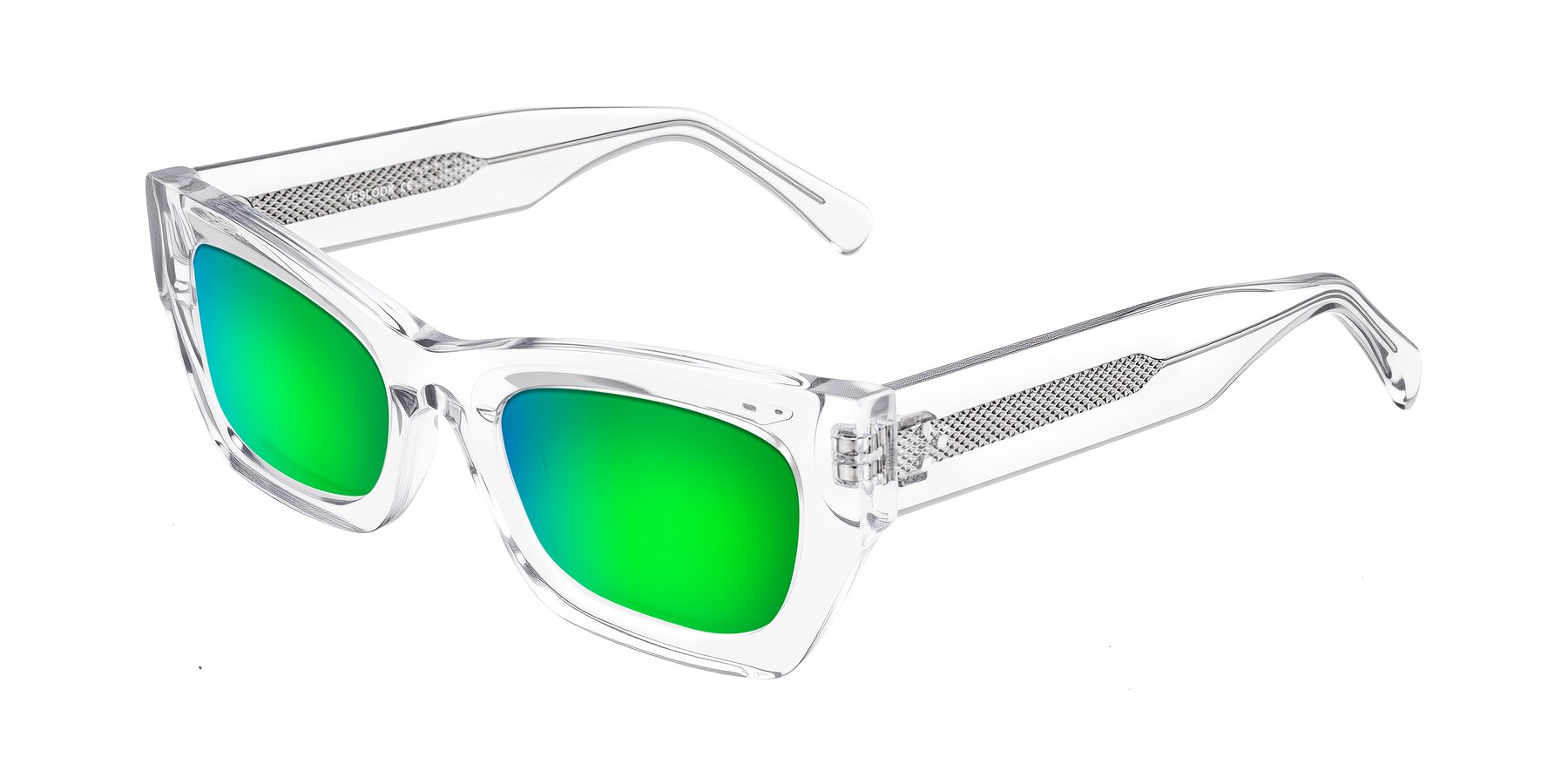Angle of Rex in Clear with Green Mirrored Lenses