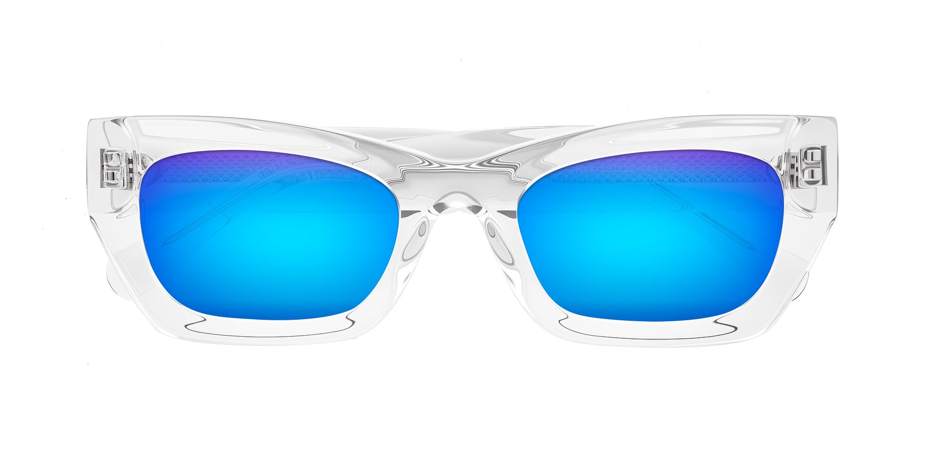 Folded Front of Rex in Clear with Blue Mirrored Lenses