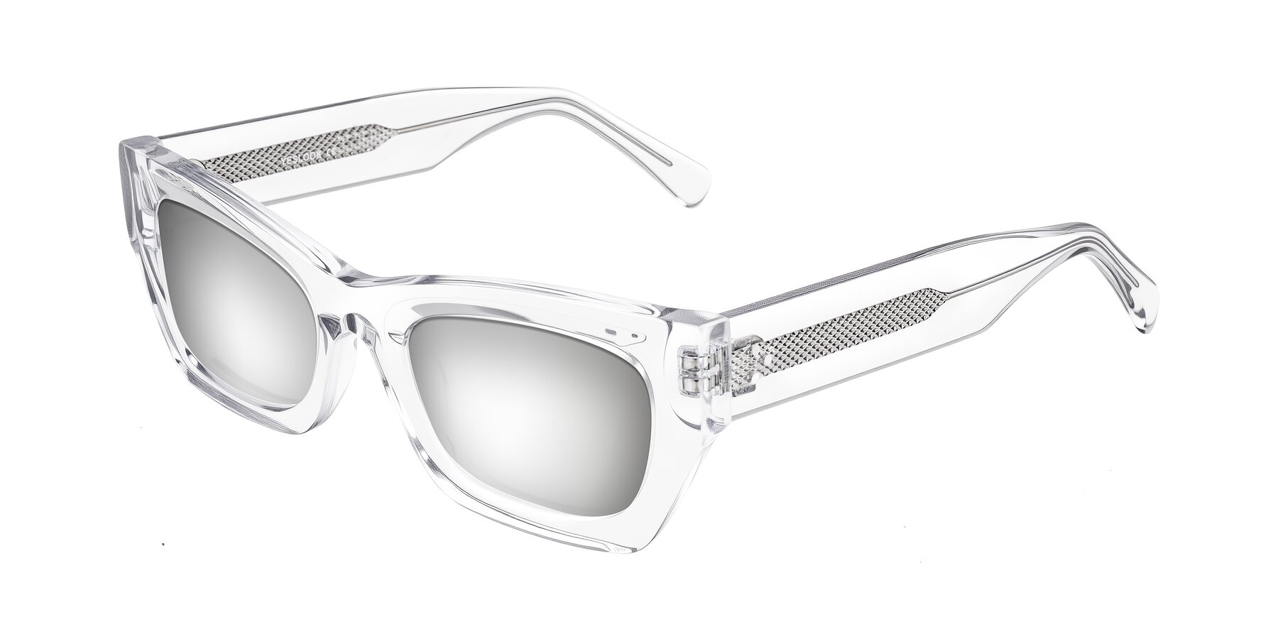 Angle of Rex in Clear with Silver Mirrored Lenses