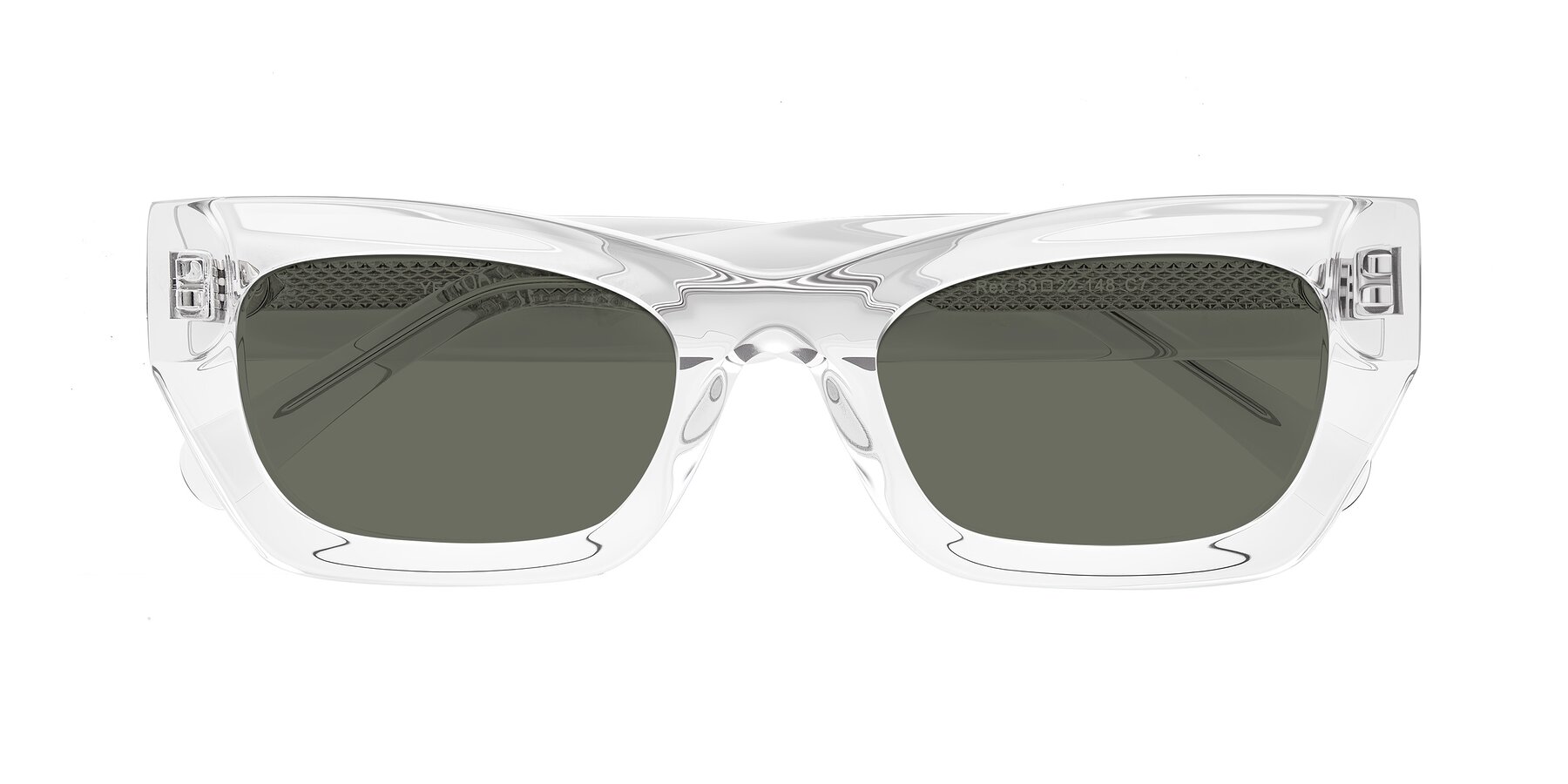 Folded Front of Rex in Clear with Gray Polarized Lenses