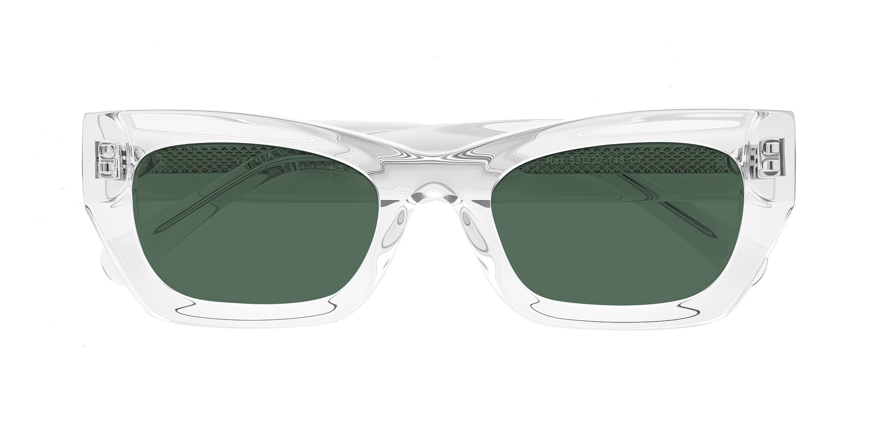 Folded Front of Rex in Clear with Green Polarized Lenses