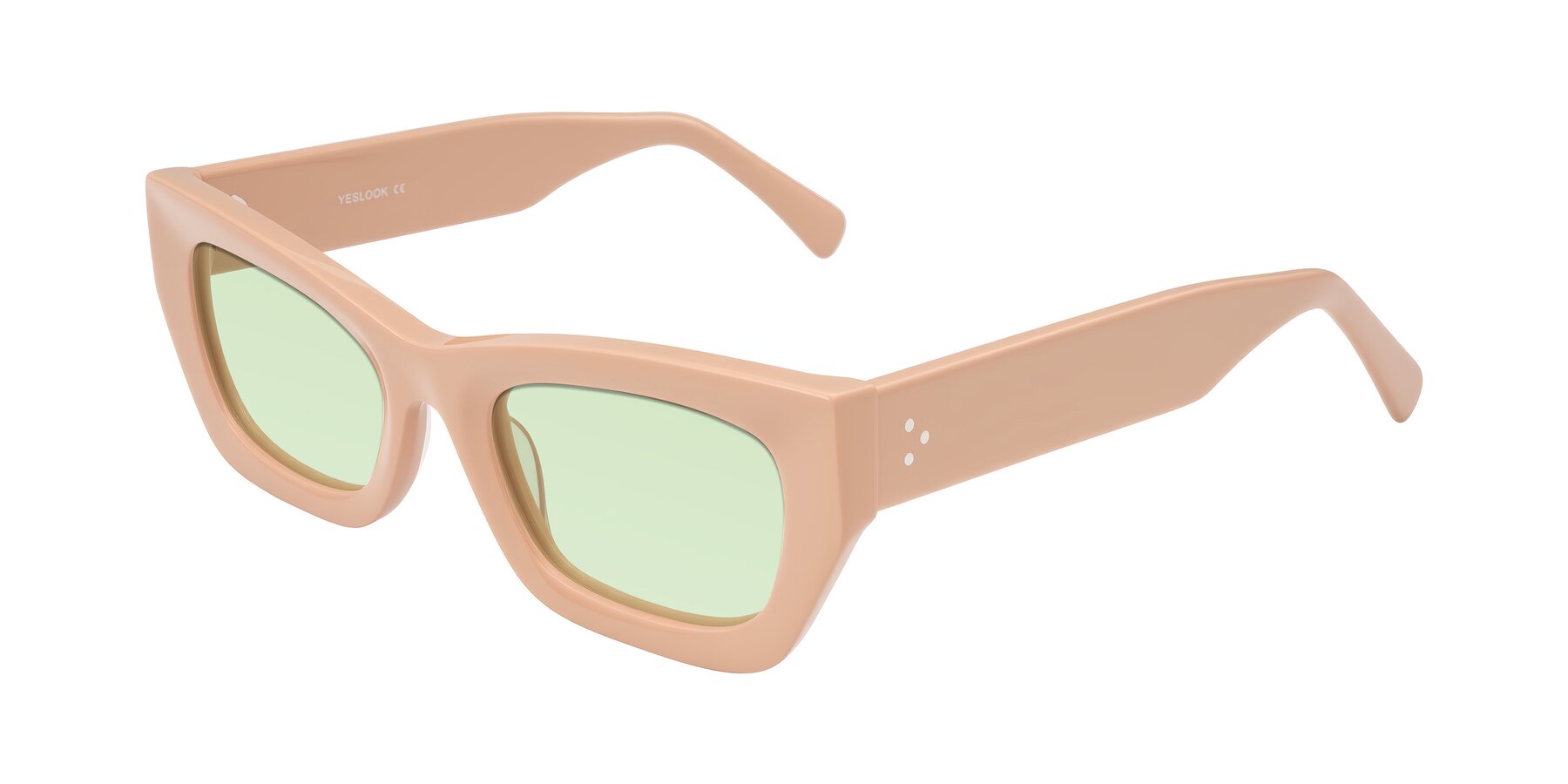 Angle of Rex in Pale Salmon with Light Green Tinted Lenses