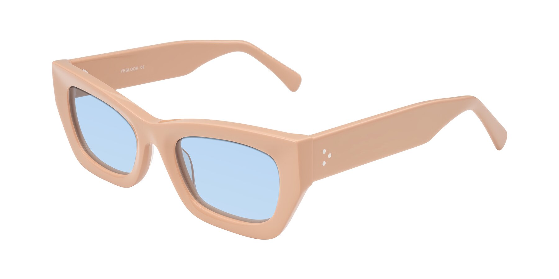 Angle of Rex in Pale Salmon with Light Blue Tinted Lenses