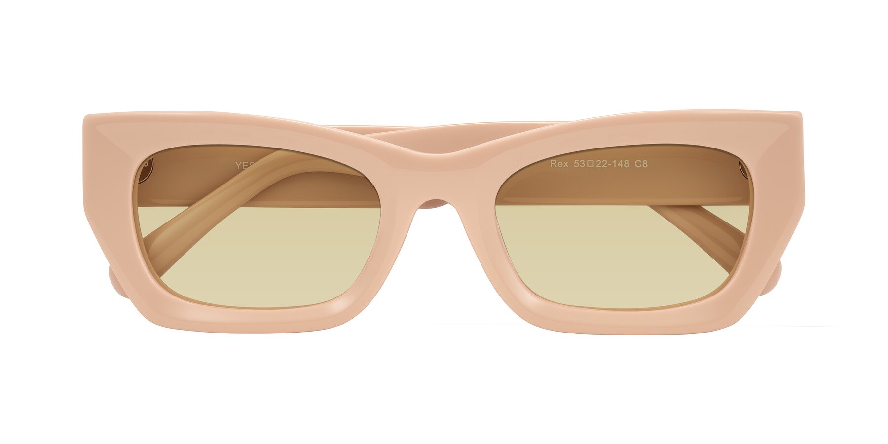 Folded Front of Rex in Pale Salmon with Light Champagne Tinted Lenses