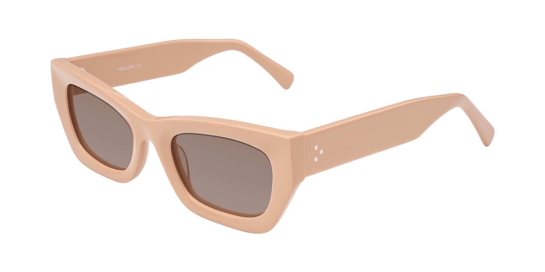 Angle of Rex in Pale Salmon with Medium Brown Tinted Lenses