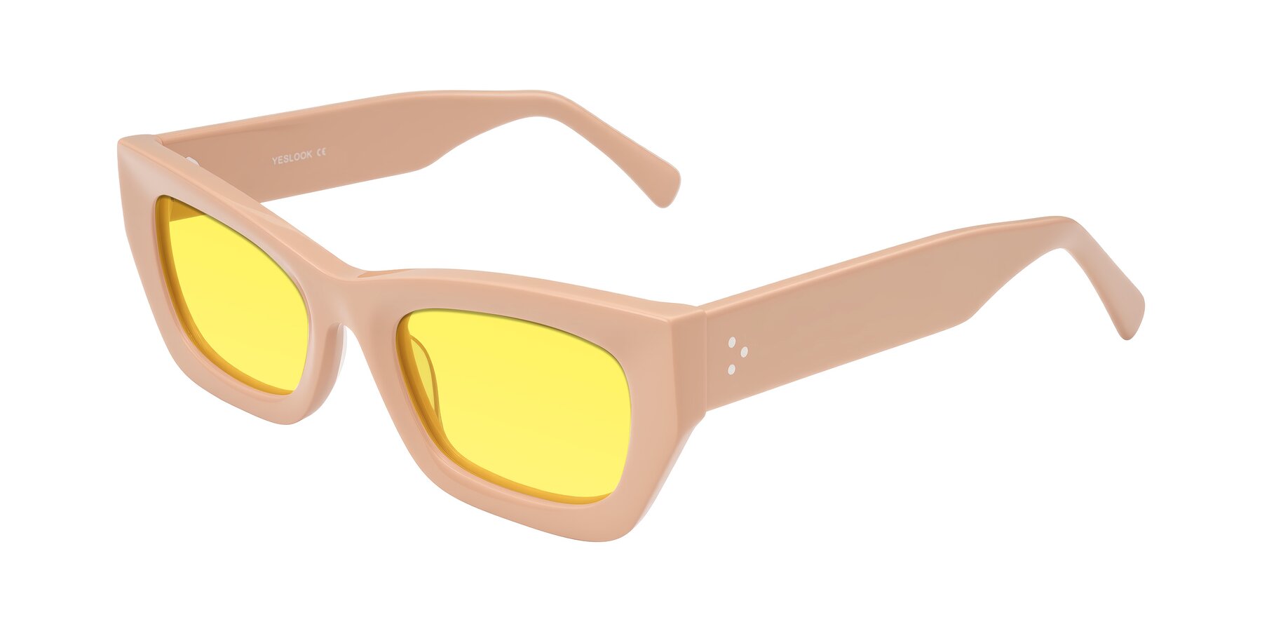 Angle of Rex in Pale Salmon with Medium Yellow Tinted Lenses