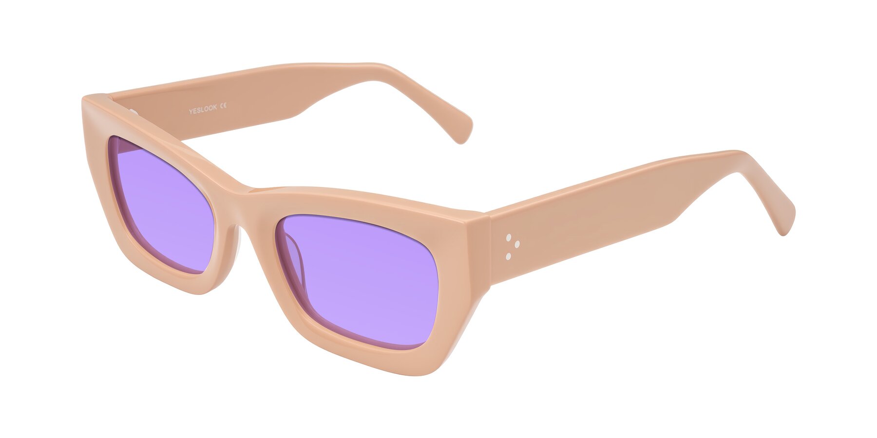 Angle of Rex in Pale Salmon with Medium Purple Tinted Lenses