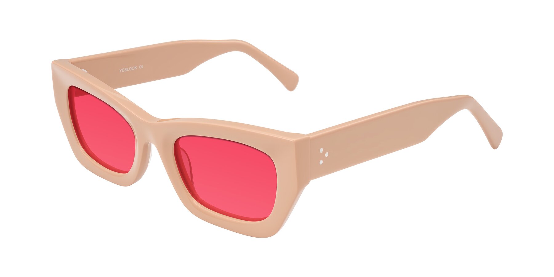 Angle of Rex in Pale Salmon with Red Tinted Lenses
